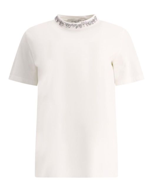 Golden Goose Deluxe Brand White T-Shirt With Crystal Embellishments