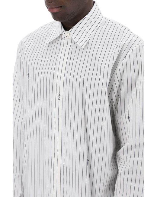 Amiri White Striped Shirt With Staggered Logo for men