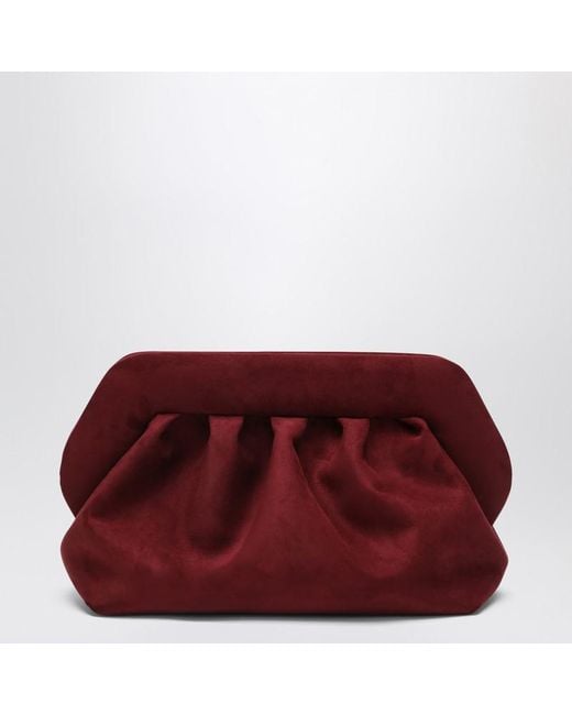 THEMOIRÈ Red Medium Bios Clutch Plum Suede Effect