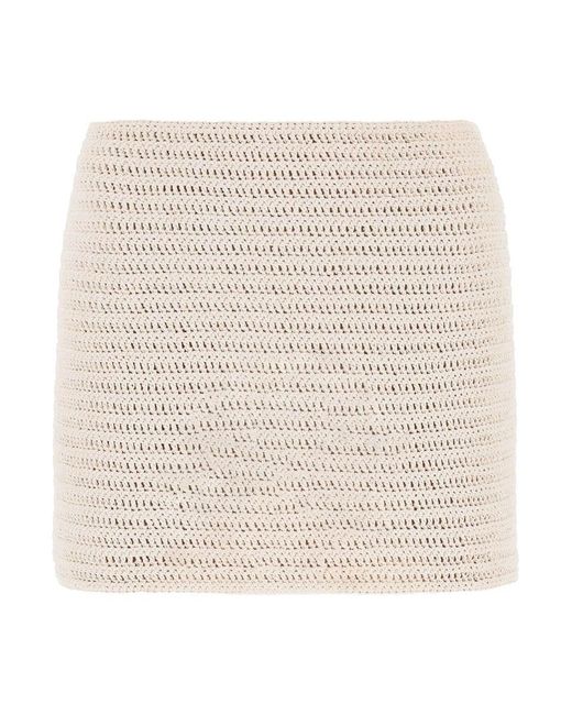 Magda Butrym Natural Crochet Mini Skirt