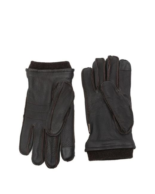Barbour Black Highfield Leather Gloves for men
