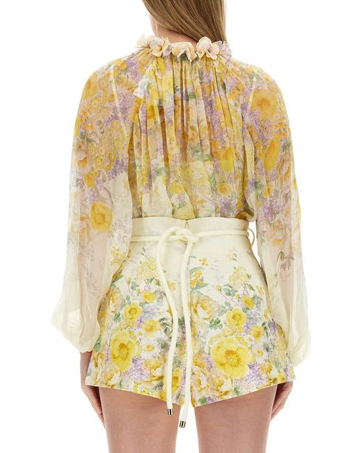 Zimmermann Yellow Blouse With Floral Pattern