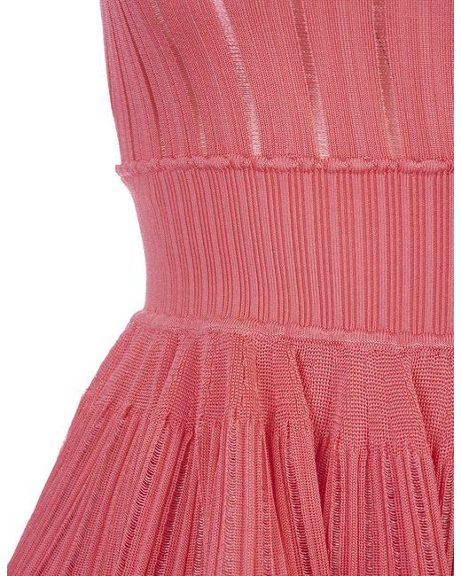 Alaïa Pink Fluid Skater Mini Dress