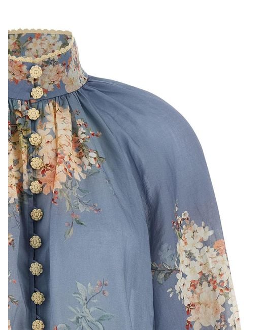 Zimmermann Blue 'Cascadian Billow' Blouse