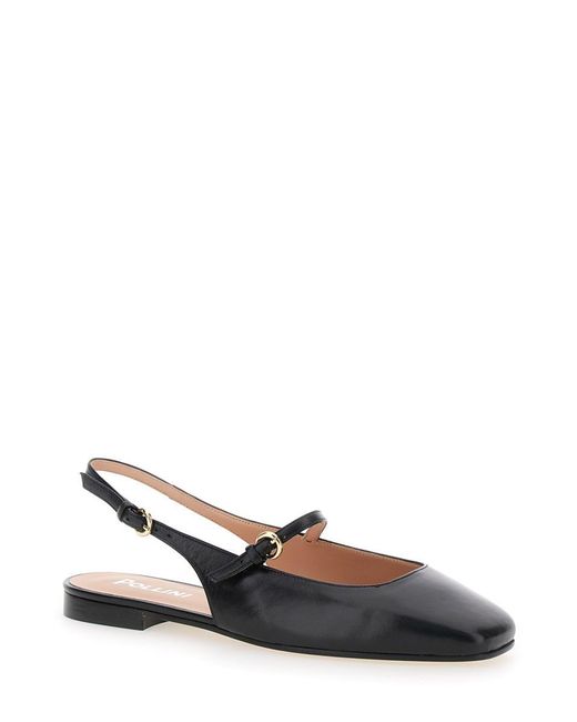 Pollini White Slingback Ballerinas With Adjustable Strap