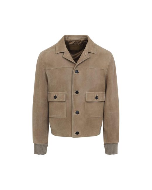 Prada Brown Suede Bomber Jacket for men