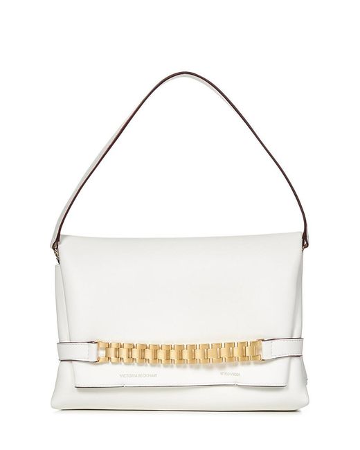 Victoria Beckham White Chain Pouch Leather Shoulder Bag
