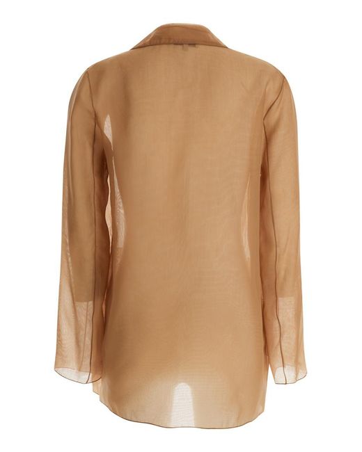 Antonelli Light Brown Semi-transparent 'james' Blazer In Silk Woman
