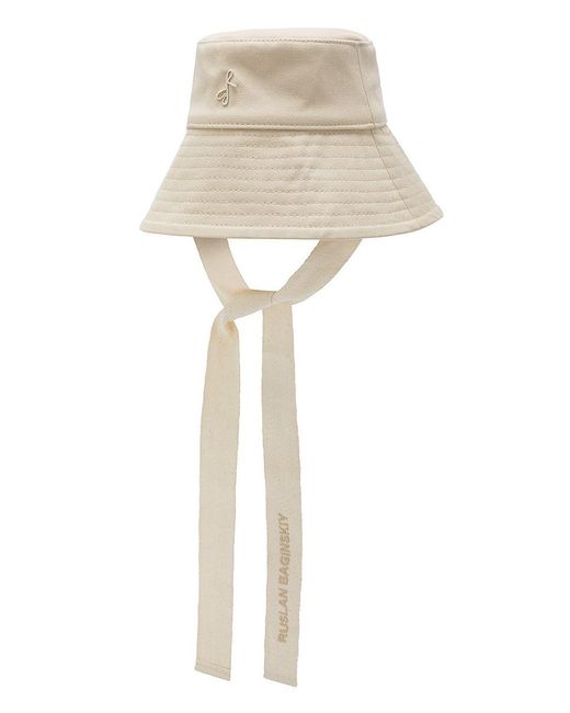 Ruslan Baginskiy White Cotton Bucket Hat With Drawstring