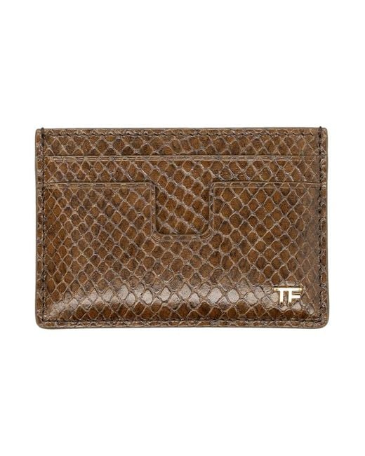 Tom Ford Brown Printed Python Cardholder for men