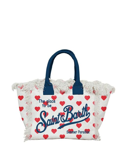 Saint Barth Blue Colette Heart Cotton Canvas Bag