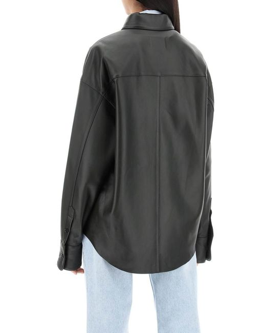 AMI Black Nappa Leather Overshirt