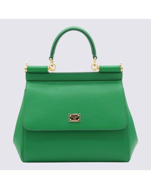 Dolce & Gabbana Green Leather Medium Sicily Handle Bag