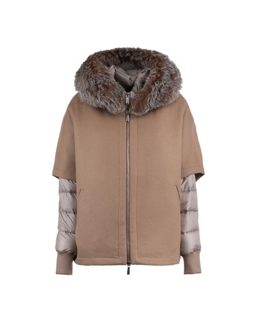 Moorer Brown Short Hazelnut Hood Matched With Down Jacket