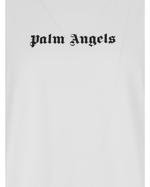 Palm Angels White T-Shirt With Logo for men