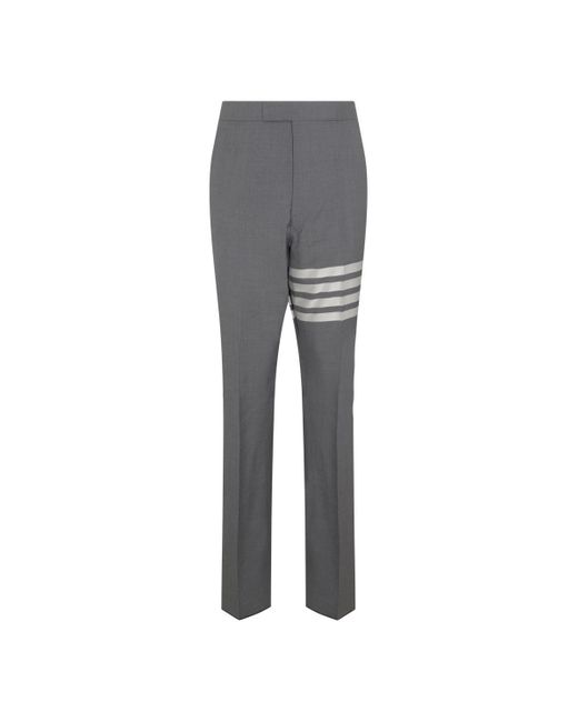 Thom Browne Gray Med Grey Plain Weave 4-bar Trousers for men