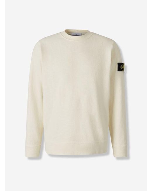Stone Island White Crater Neck Sweatshirt for men