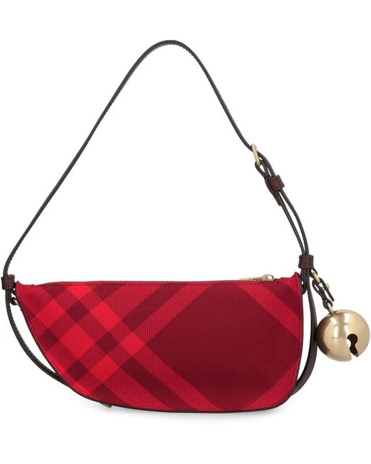 Burberry Red Shield Fabric Shoulder Bag