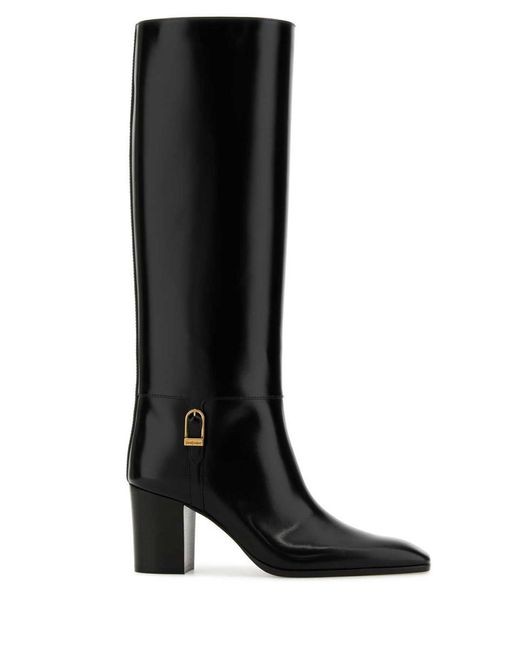 Saint Laurent Black Leather Julia 70 Boots