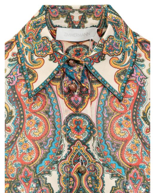 Zimmermann Multicolor Ottie Oversize Multi Paisley Shirt
