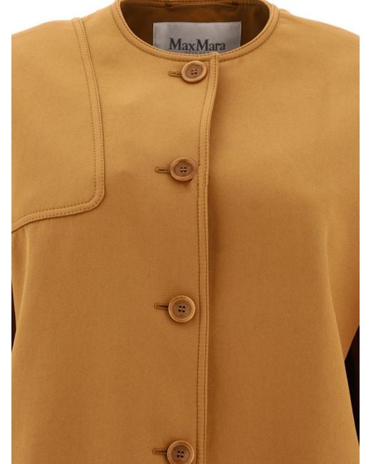 Max Mara Brown "Portici" Cotton Gabardine Oversized Jacket