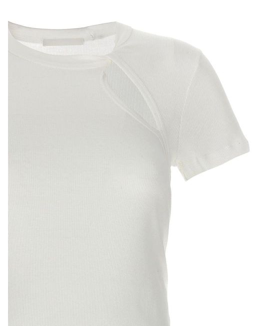 Helmut Lang White Cut Out T-Shirt