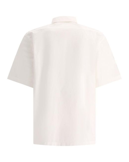 C P Company White Shirt With Embroidered Logo for men