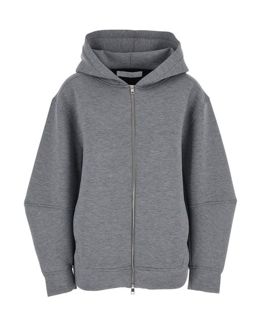 Tela Gray Hoodie With Dropped Shoulder