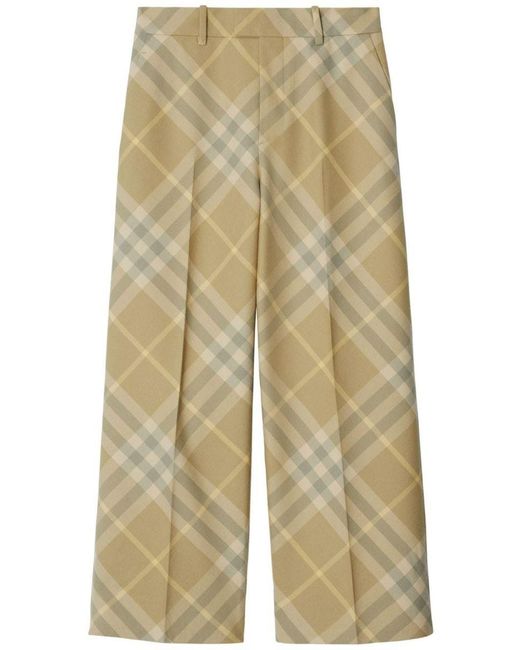 Burberry Natural Checked Wool Trousers