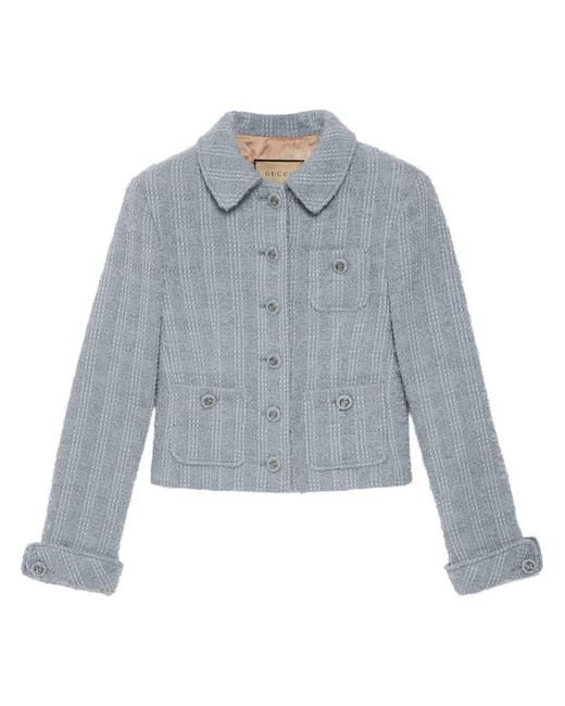 Gucci Blue Wool Tweed Jacket