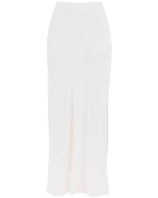 Brunello Cucinelli White Maxi Skirt With Fluid Bias