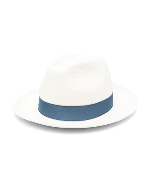 Borsalino Blue Monica Straw Panama Hat