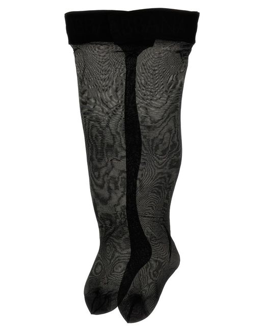 Dolce & Gabbana Black Logo Over-The-Knee Socks