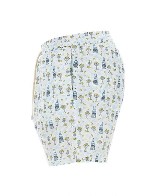 Mc2 Saint Barth Blue Swimsuit With Gin And Tonic Print And Lemons for men