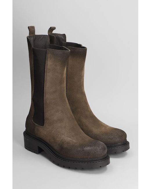 METISSE Brown Low Heels Ankle Boots