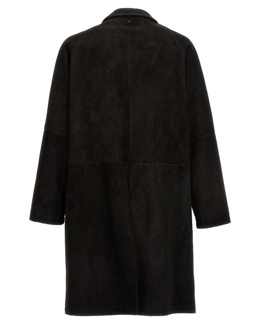 Salvatore Santoro Black Suede Coat for men