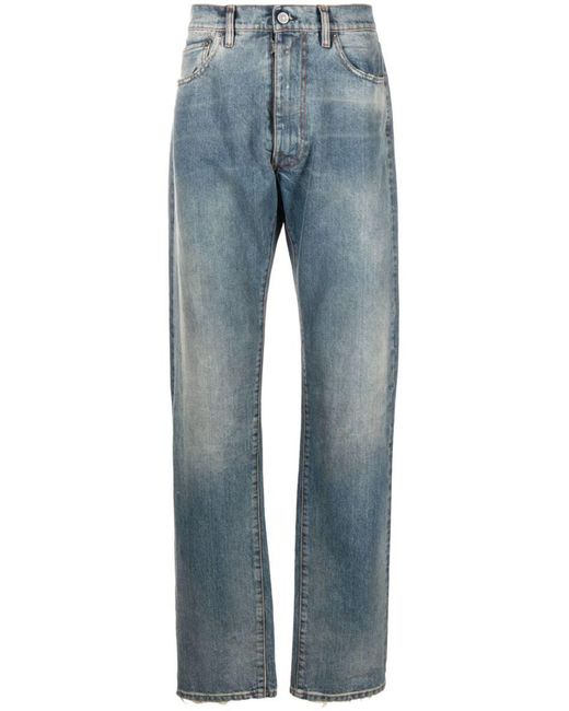 Maison Margiela Blue Low Rise Straight Jeans for men