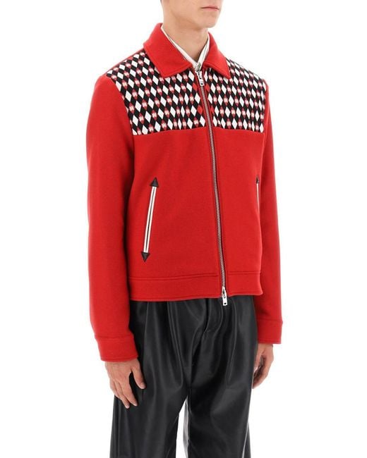 Amiri Red Wool Blouson Jacket With Embroide Yoke for men