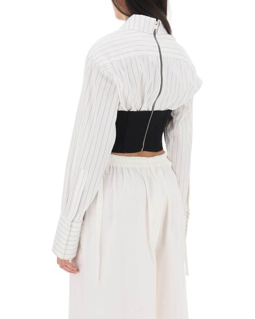 Dion Lee White Cropped Shirt With Underbust Corset