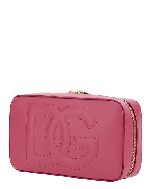 Dolce & Gabbana Pink Shoulder Bag With Quilted Dg Logo In Leather Woman