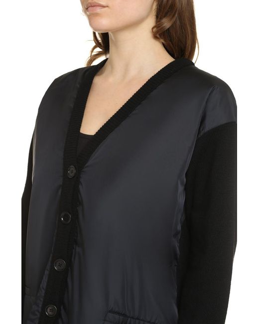 Aspesi Blue Cardigan With Padded Front Panel