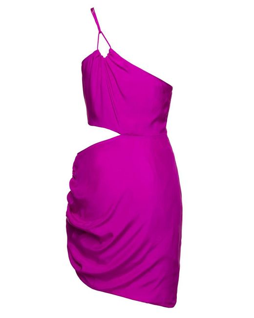 GAUGE81 Pink 'Midori' One-Shoulder Mini Hot Dress With Cut-Out Detail