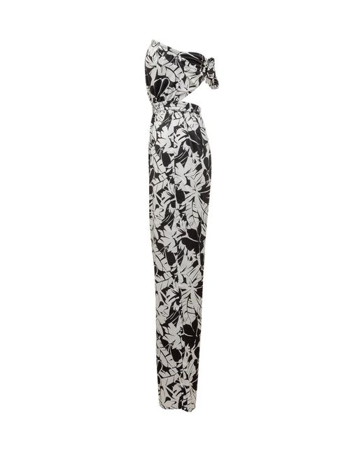 Michael Kors White Palm Tie Jumpsuit