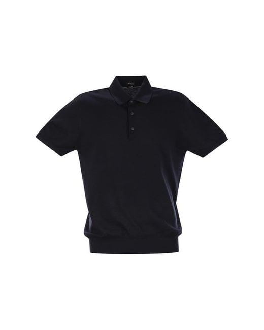 Kiton Black Short-Sleeved Cotton Polo Shirt for men