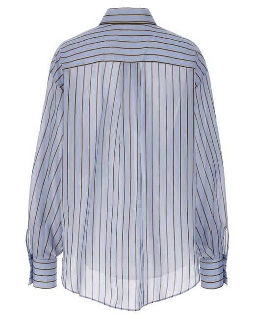 Brunello Cucinelli Blue Striped Shirt Shirt