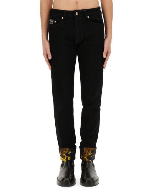 Versace Black Jeans With Print for men