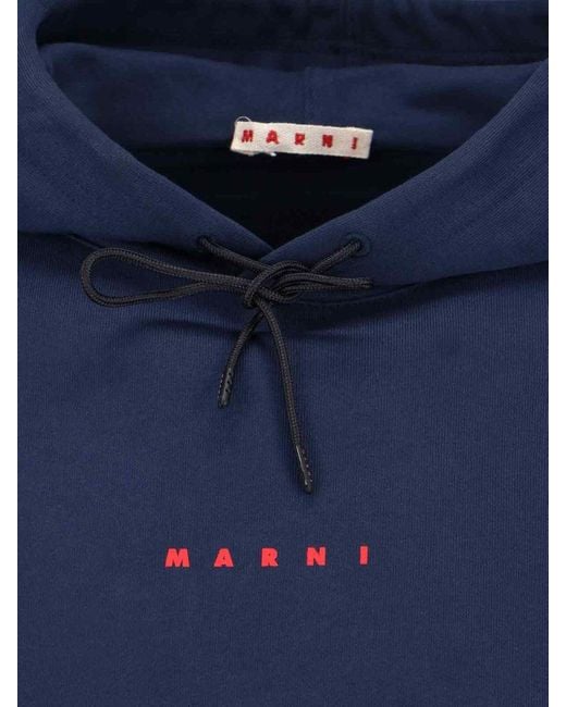 Marni Blue Logo Hoodie for men
