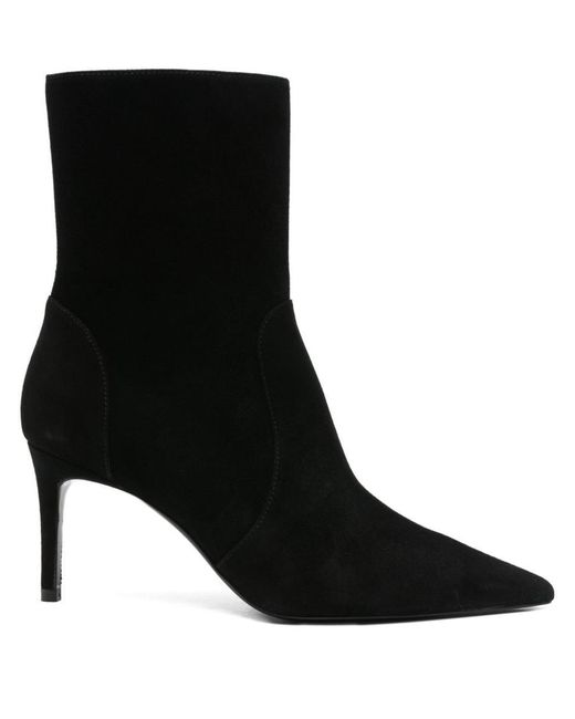 Stuart Weitzman Black Pointed-Toe Suede Boots
