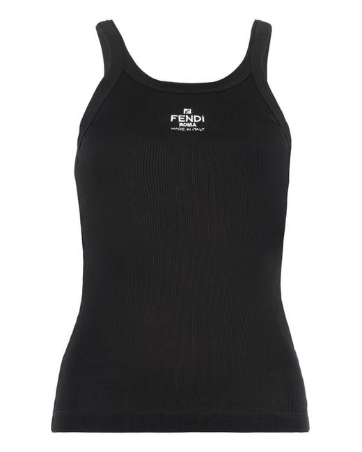 Fendi Black Logo Tank Top