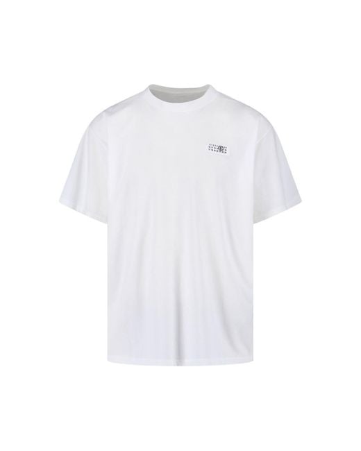 MM6 by Maison Margiela White Minimalist Cotton T-Shirt With Tonal Logo Patch for men